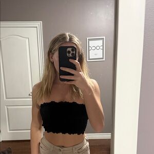 Dynamite Black Strapless Crop Top